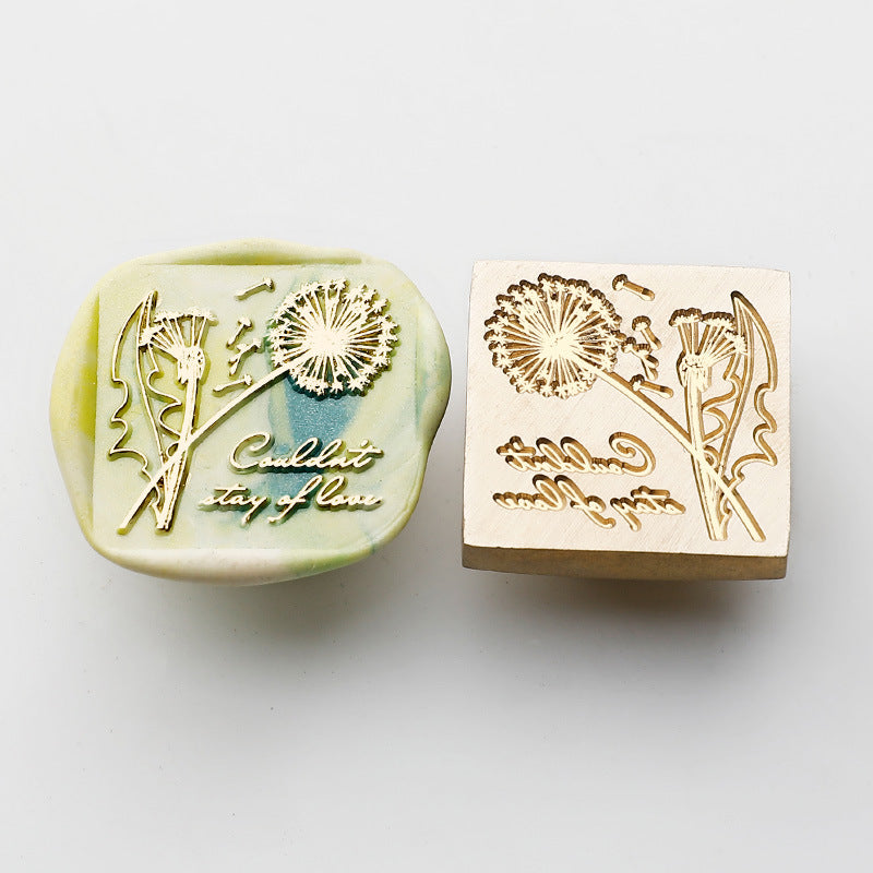 0813 Dandelion Brass Wax Seal Square 2cm
