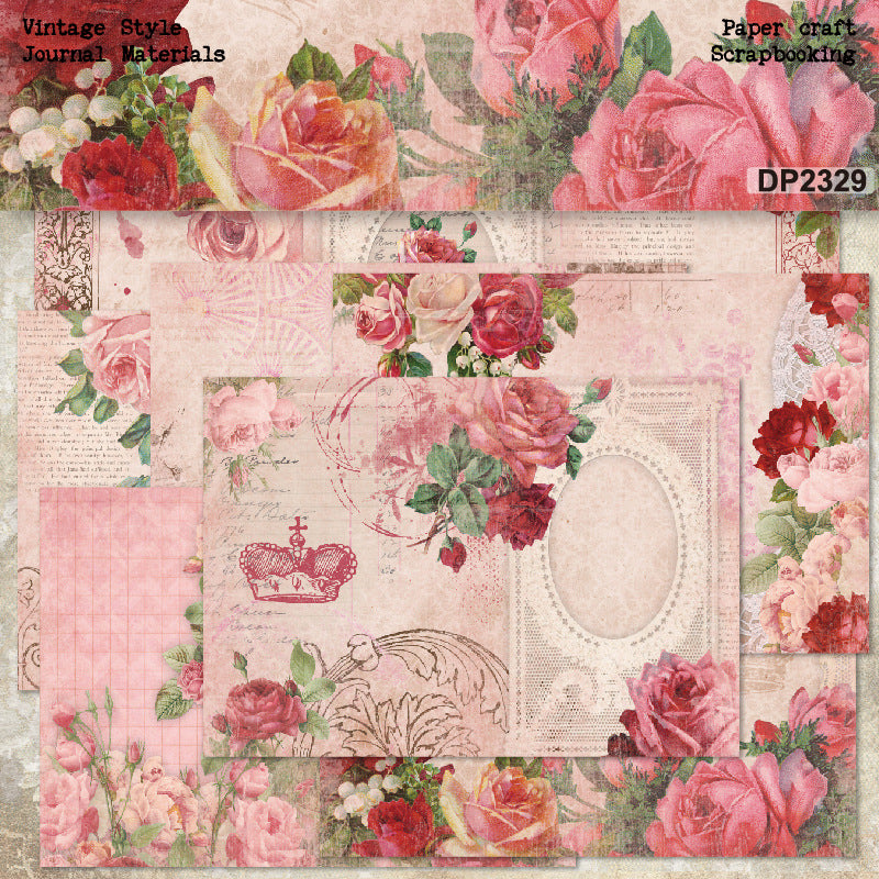 260318 A5 Rose background paper DP2329 -8Pcs each pack