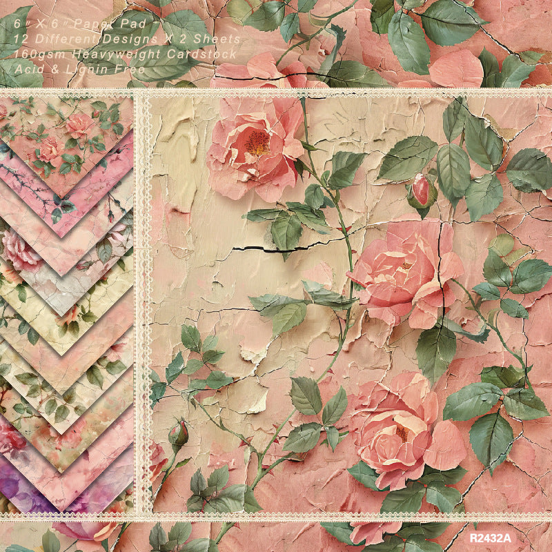 1127 Pink rose background paper R2432A -24Pcs each pack
