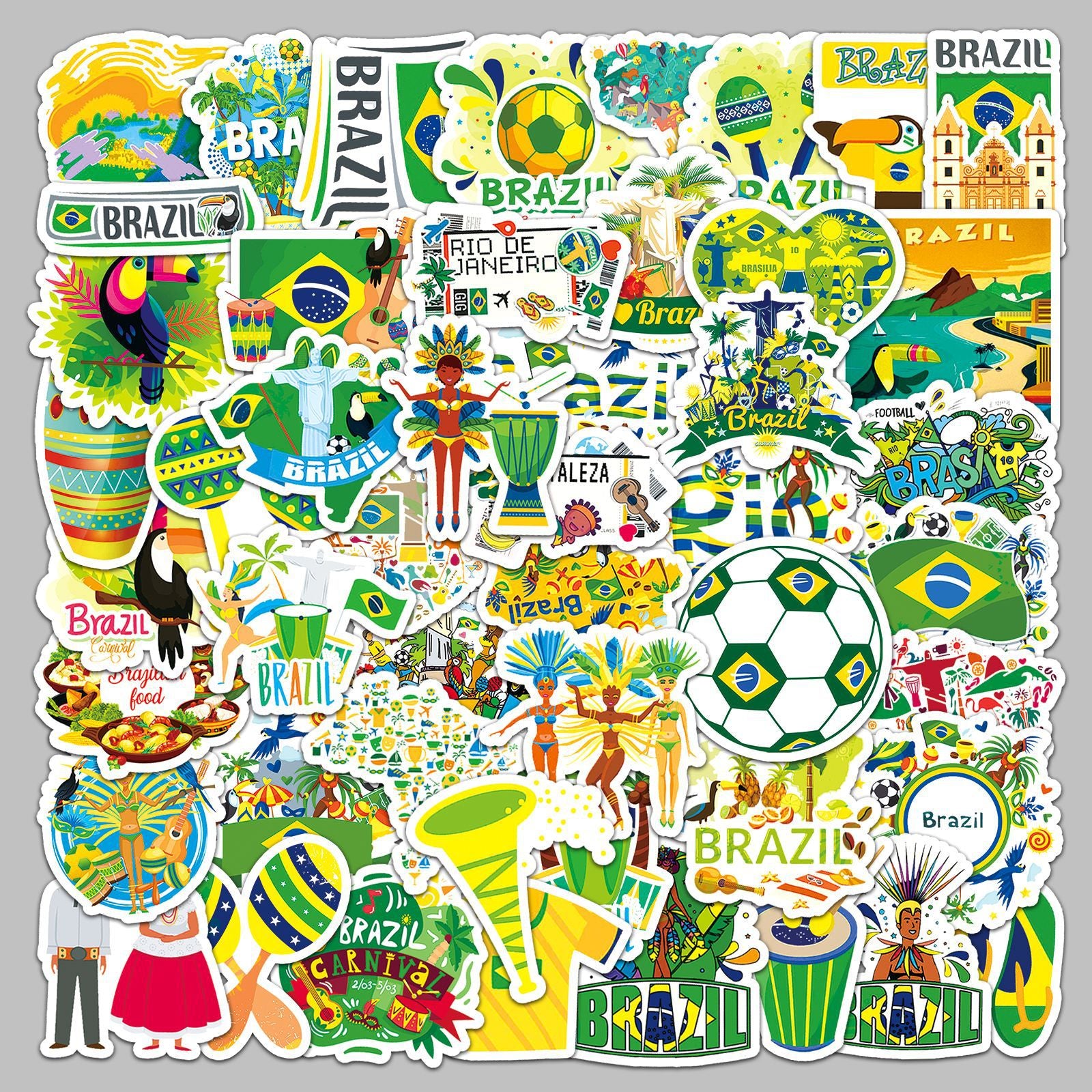 0616 50 Brazil Stickers solid with white border