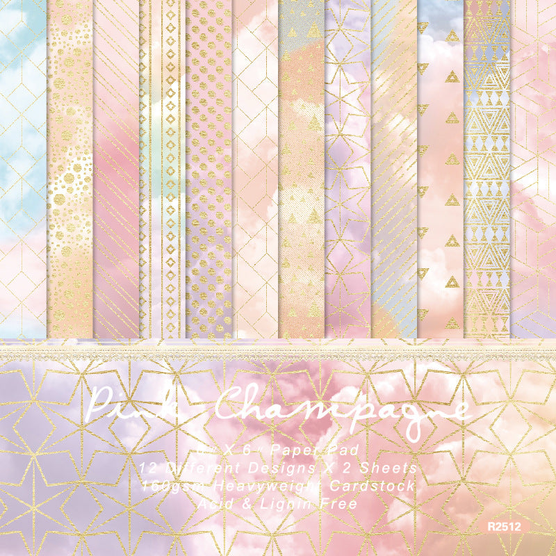 0315 Pink champagne background paper R2512 -24Pcs each pack