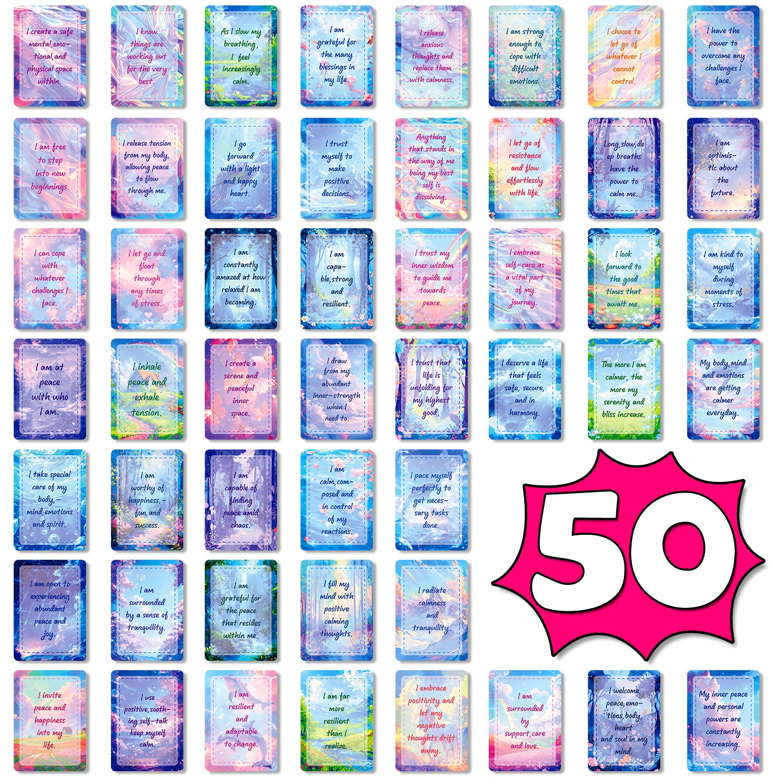 0814 Dreamy color encouragement text card Cards ATC card 50pcs