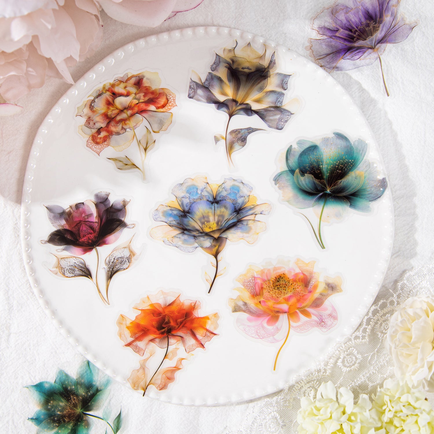 0916 Flowers PET Sticker -25Pcs each pack