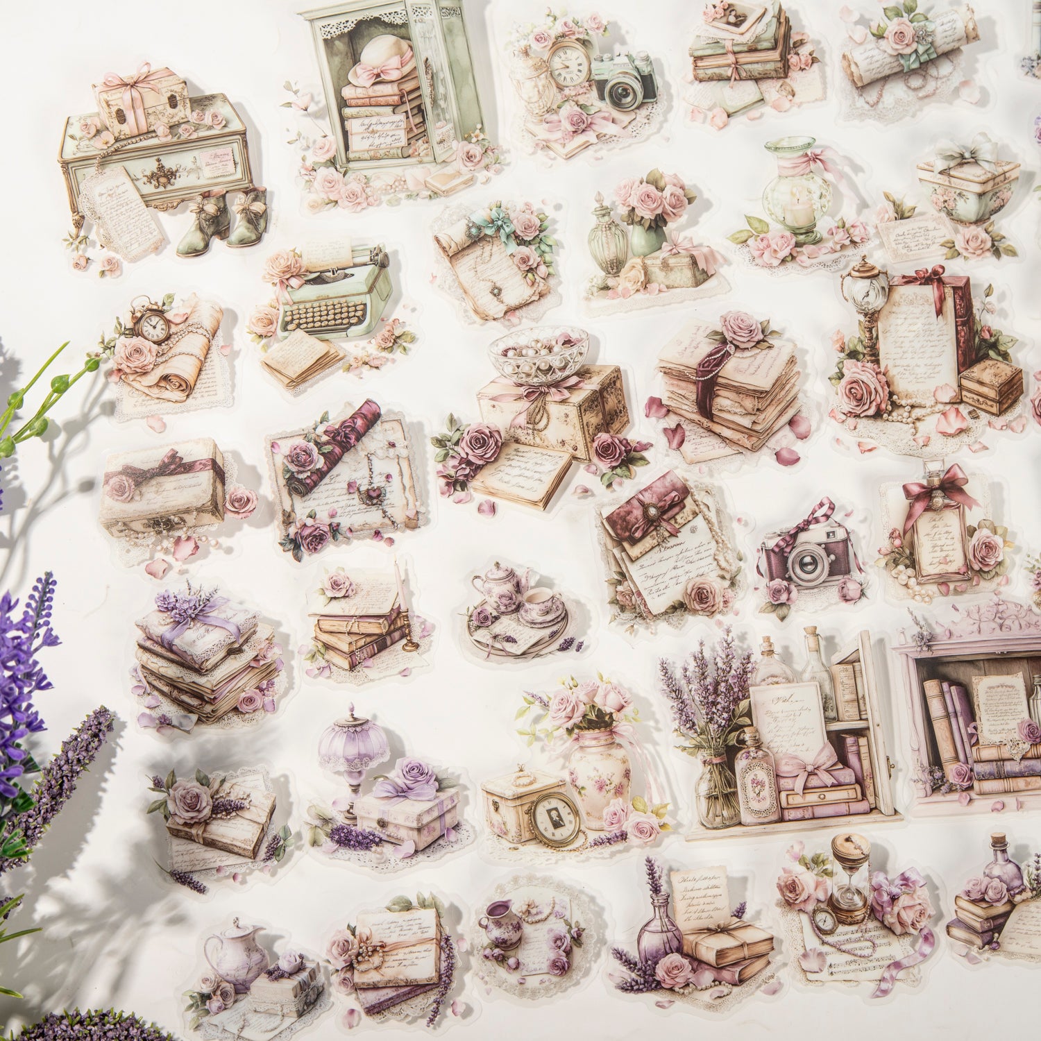 0623 Flowers and letters PET Stickers -15Pcs each pack