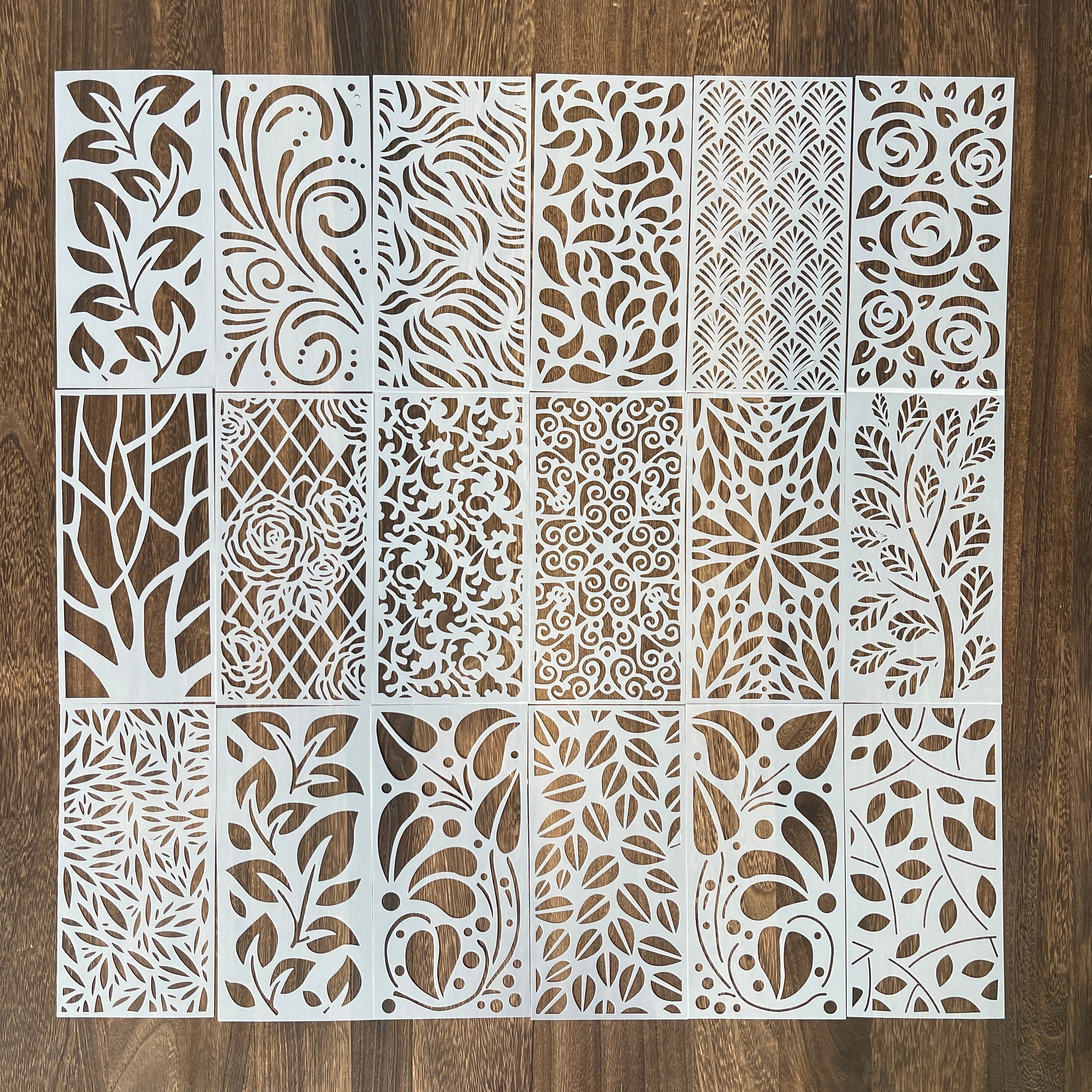 0831 Plant pattern stencil 19.8CM*9.9CM 1 pack 18 pcs
