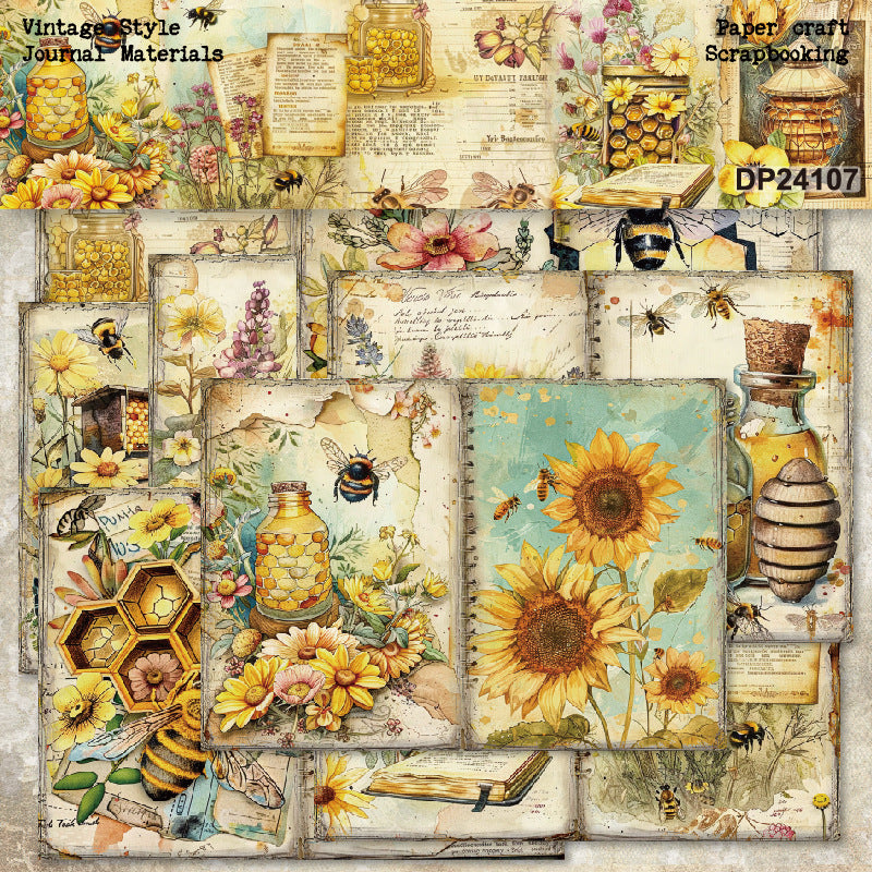 20260318 A5 Bees Collecting Honey background paper DP24107 -8Pcs each pack