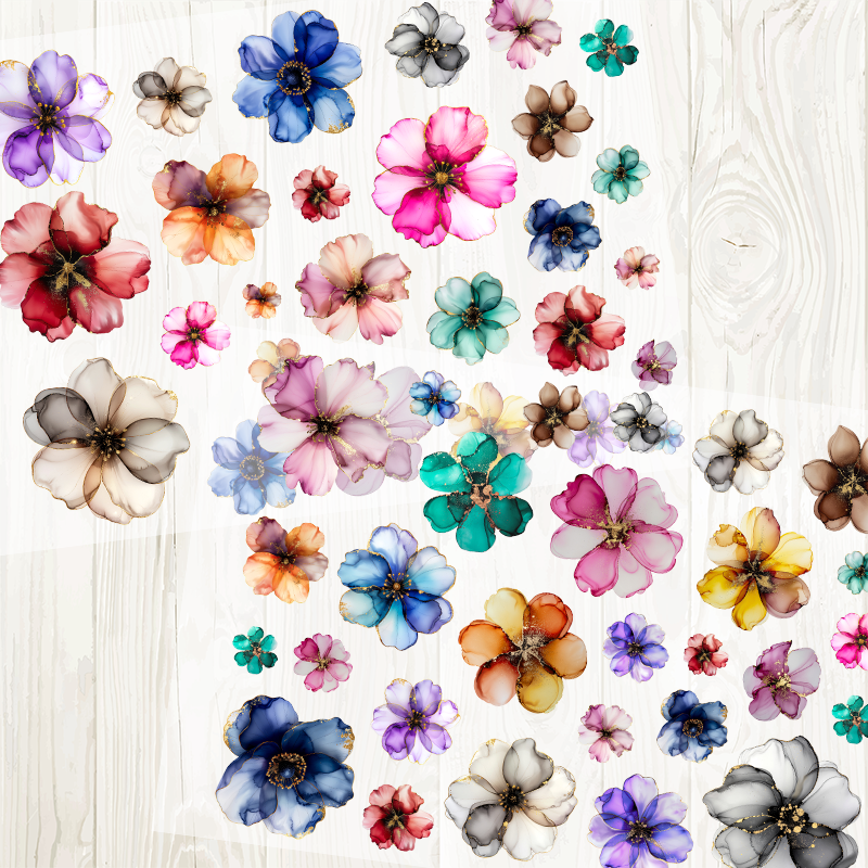 A4 Flower matte PET pre-cut large sticker 1 pack 2 sheets