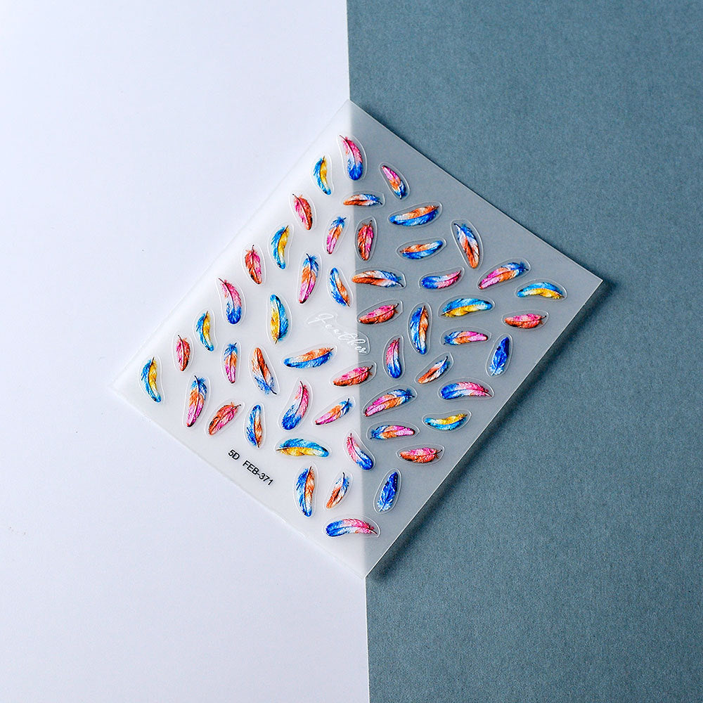 0825 M201- Gradient feathers Embossed Mini sticker 1 Pcs