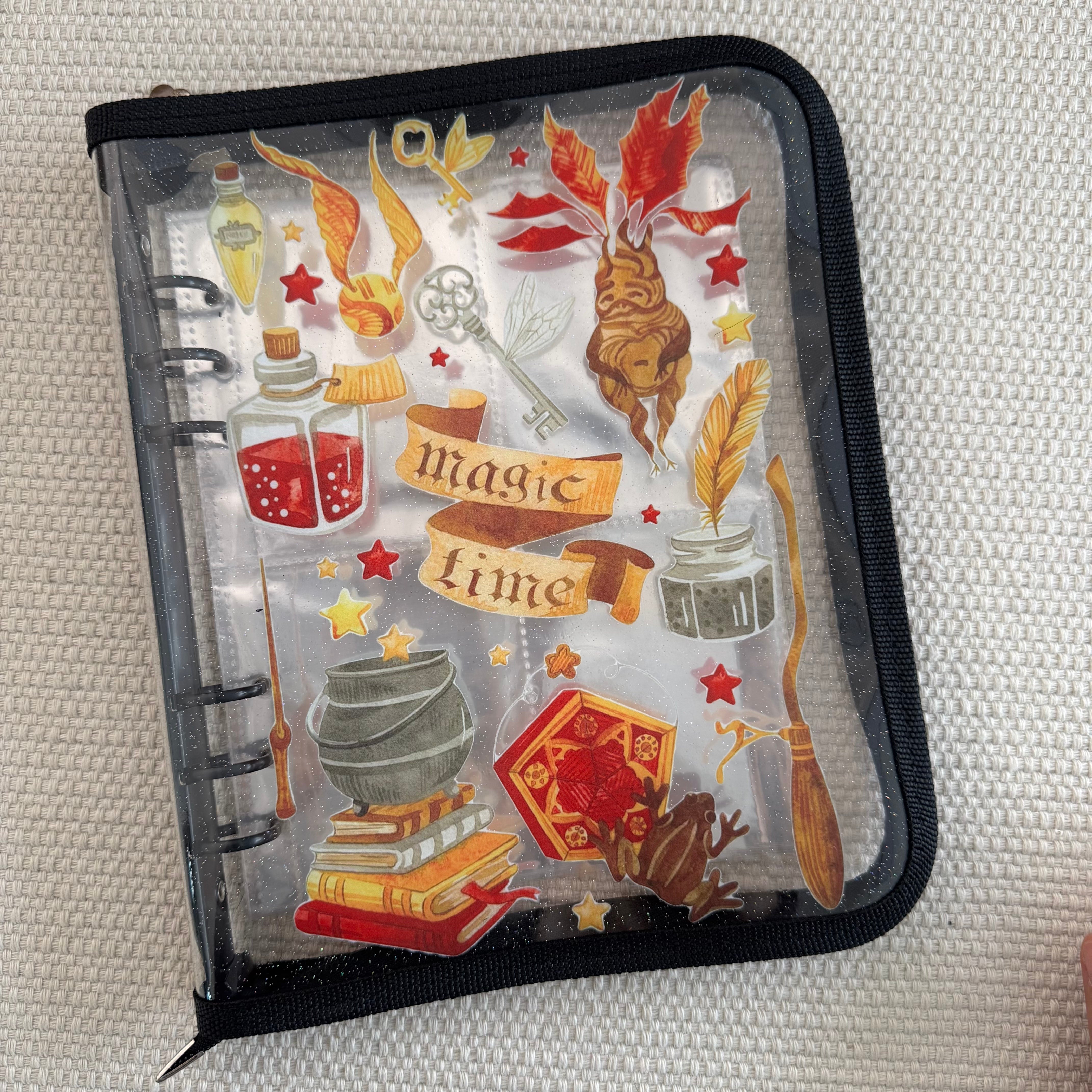 A5 Magic clear binder with Zipper + 50 Pcs pocket insert, ATC cards storage book