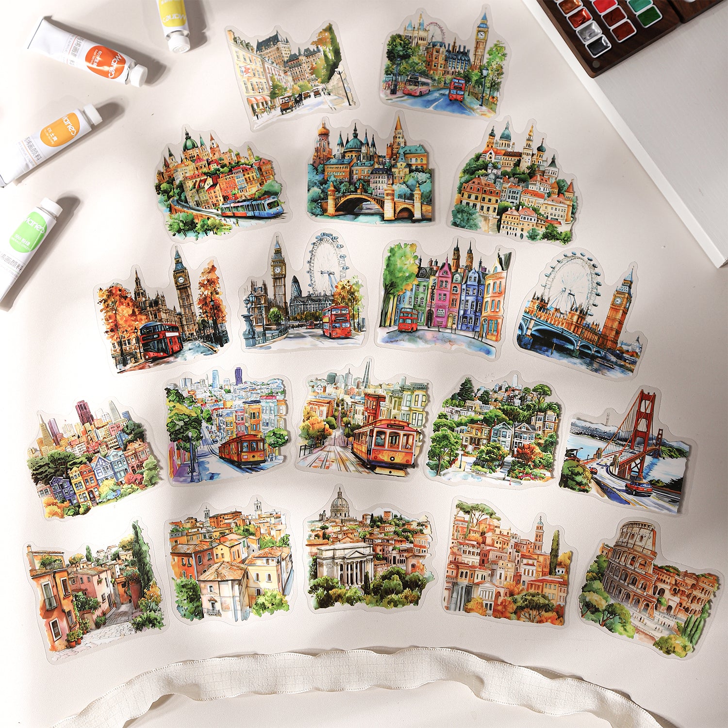 0727 Colorful world PET Sticker -10Pcs each pack