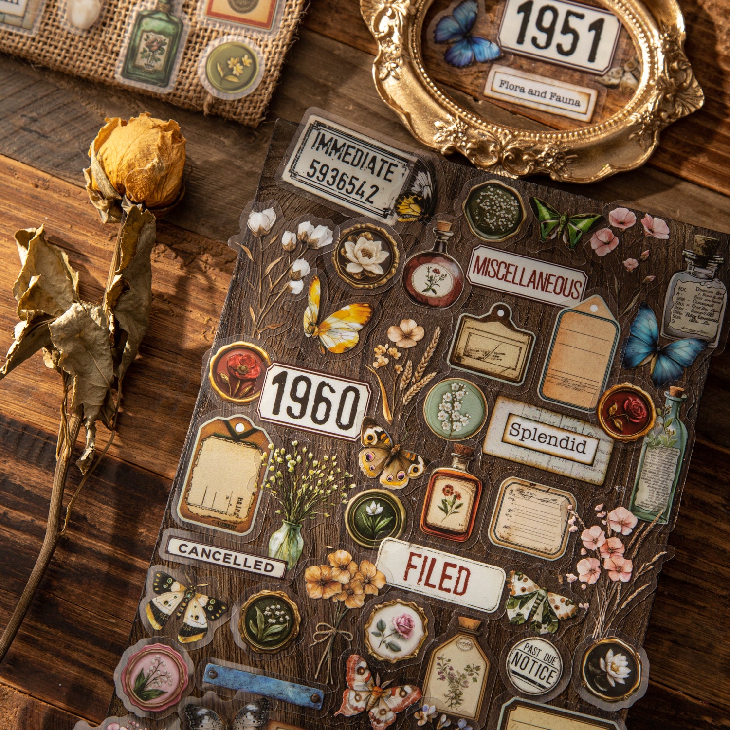 0902 Vintage PET Sticker -50Pcs each pack