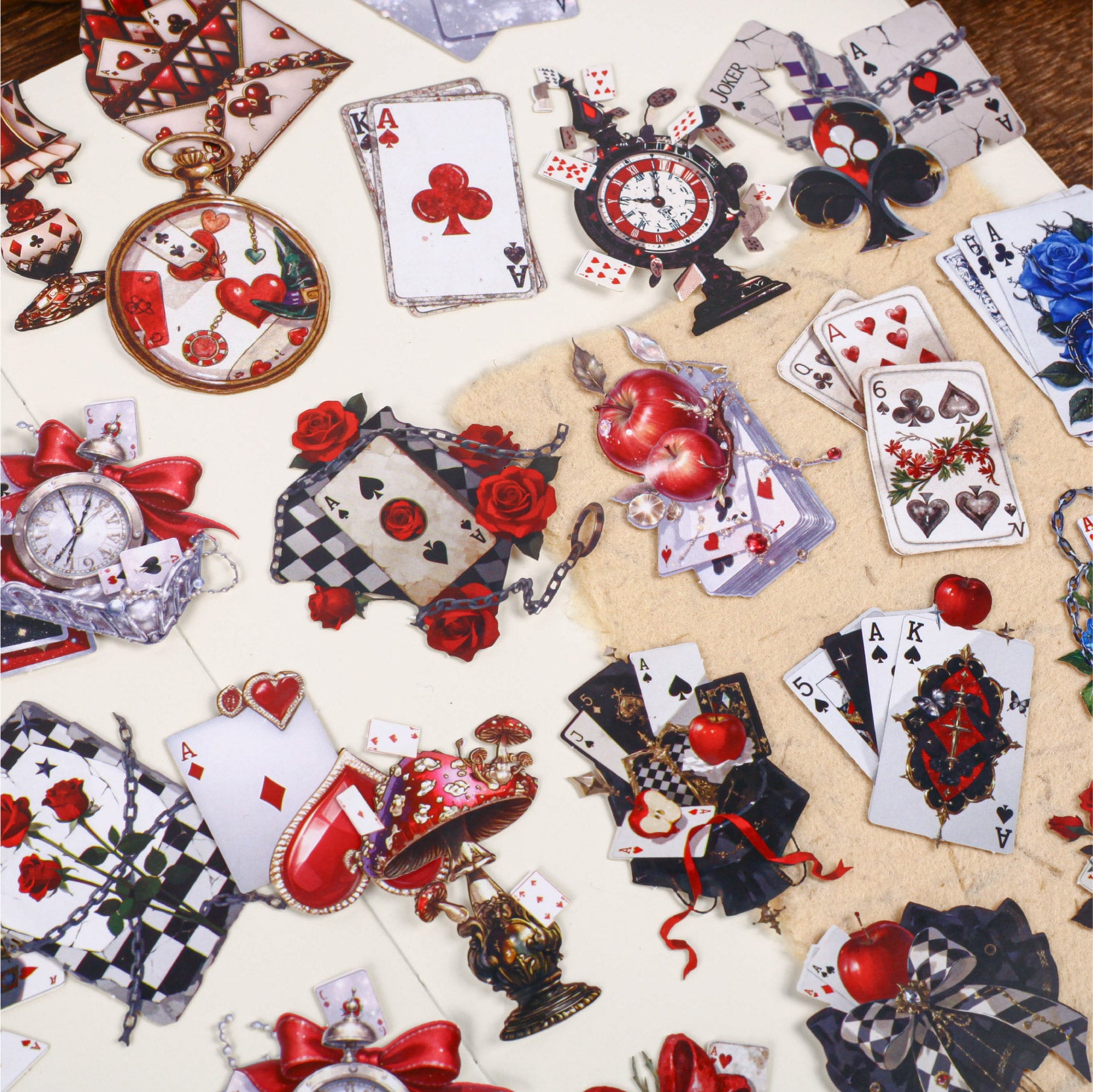 260115 Playing card cardstock sticker -16Pcs each pack