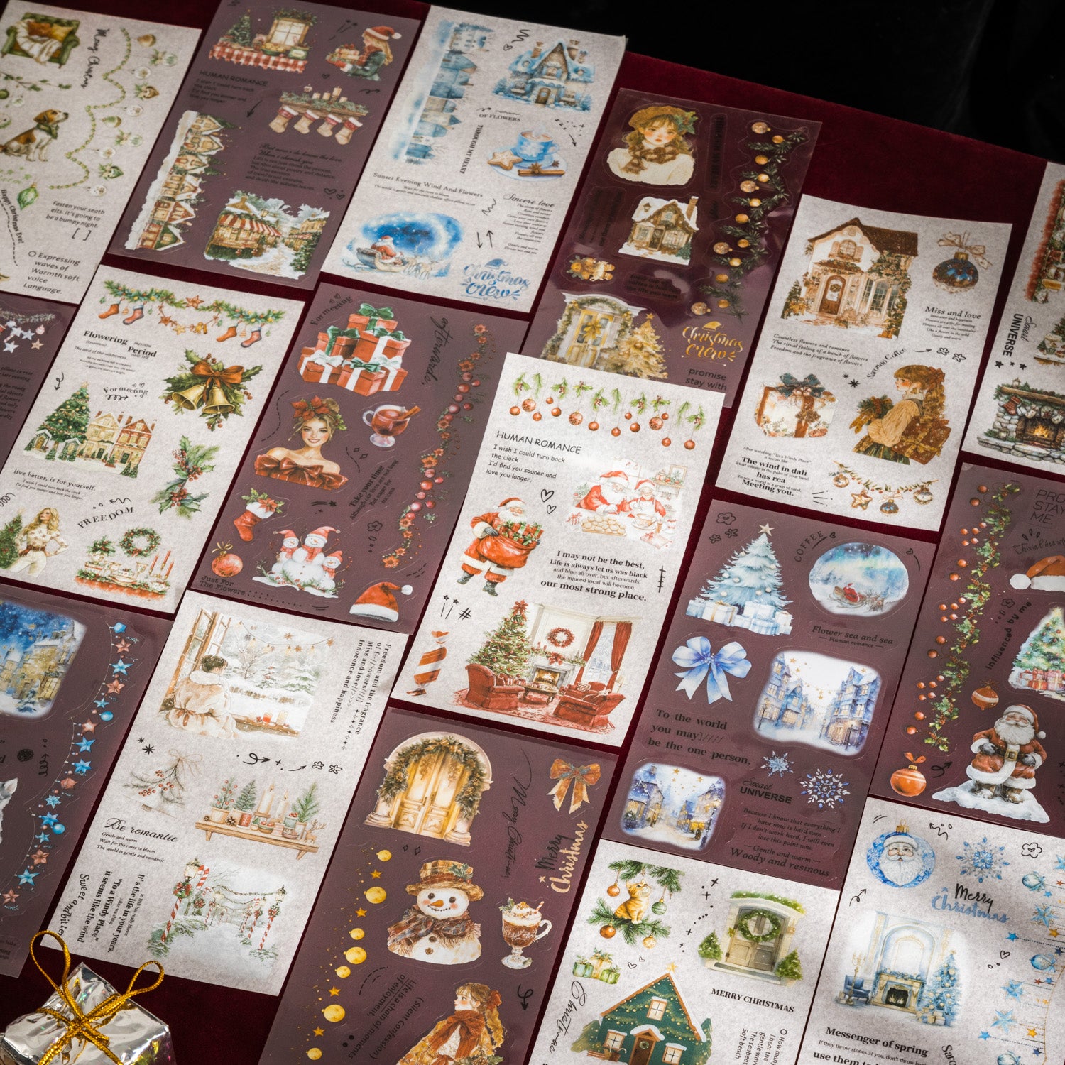 0720 Christmas gift book PET & Washi pre-cut Sticker Book -18Pcs each pack