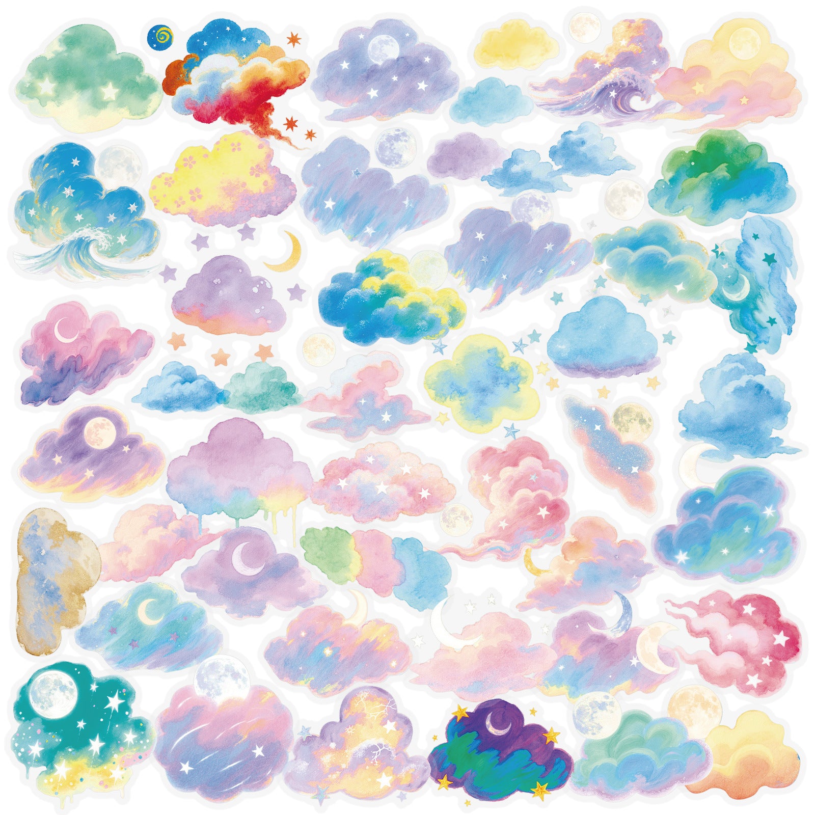 0929 56 Colorful clouds PET sticker