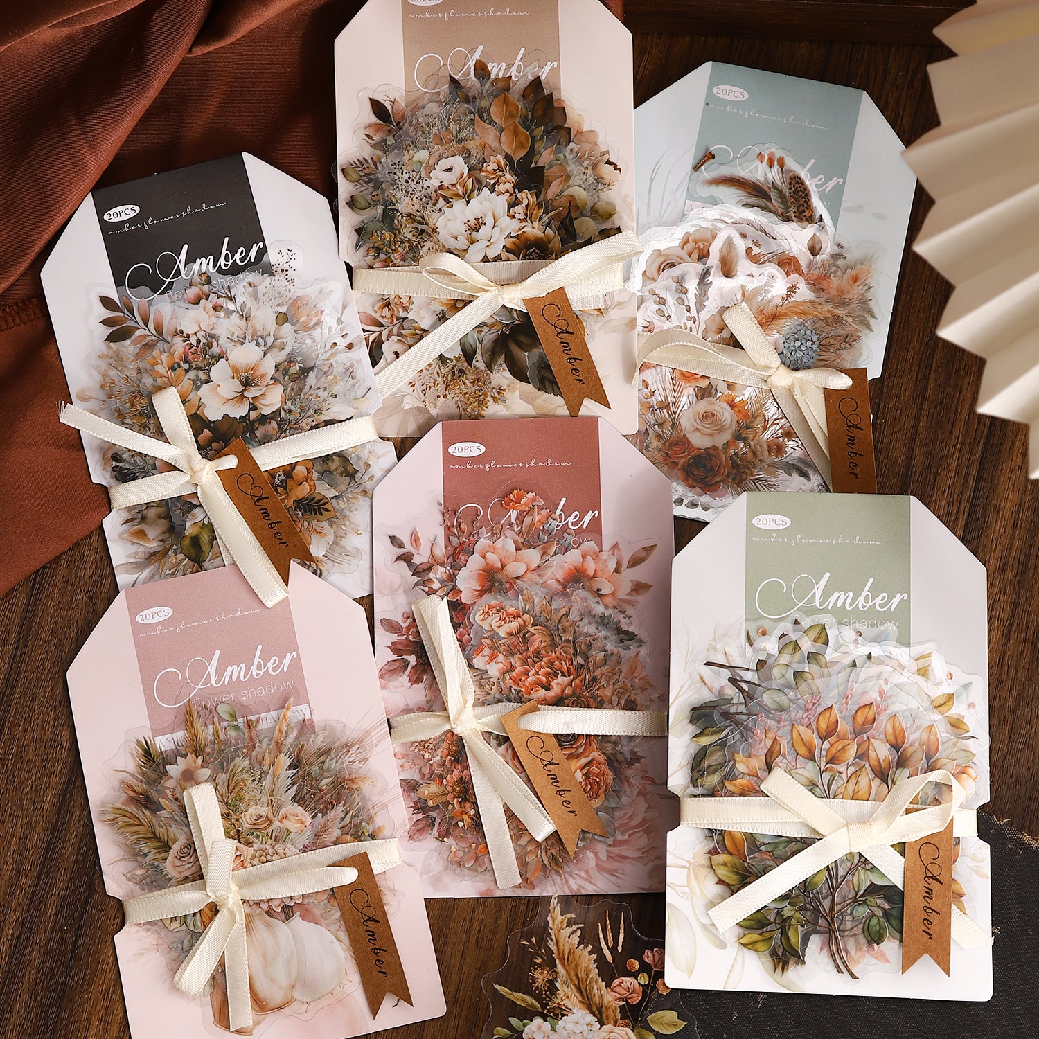0226 Amber flower shadow Series Stickers -20Pcs each pack