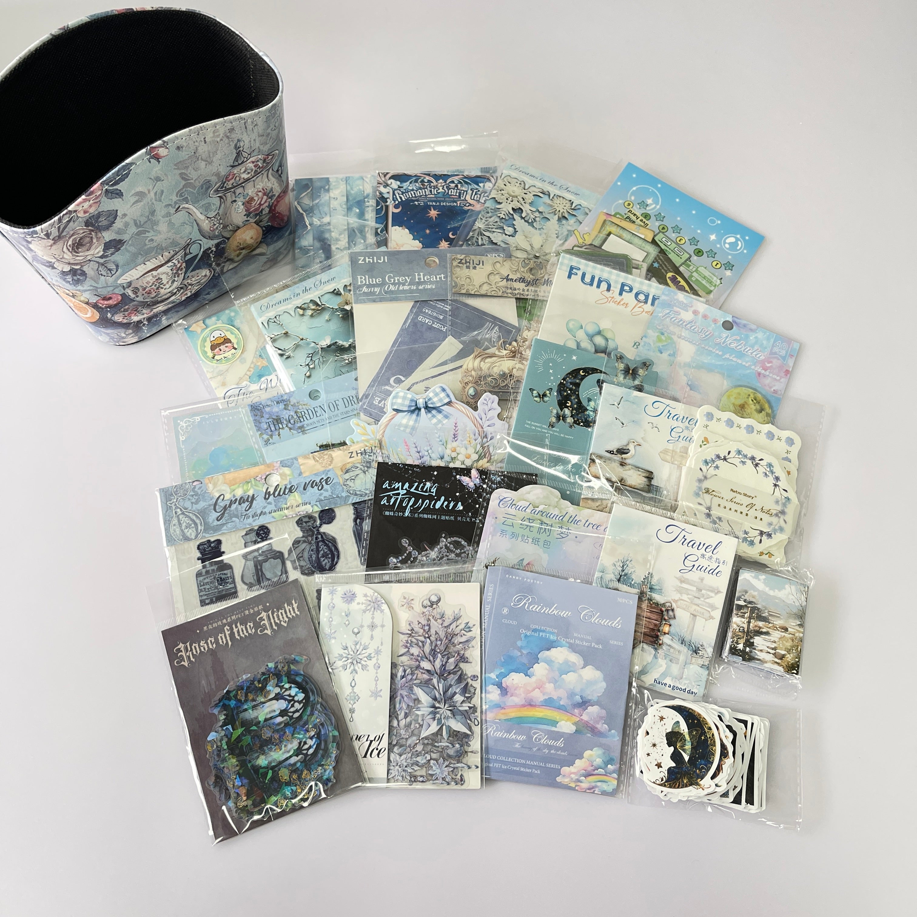 0722 B53 Blue journaling supplies mixed bundle