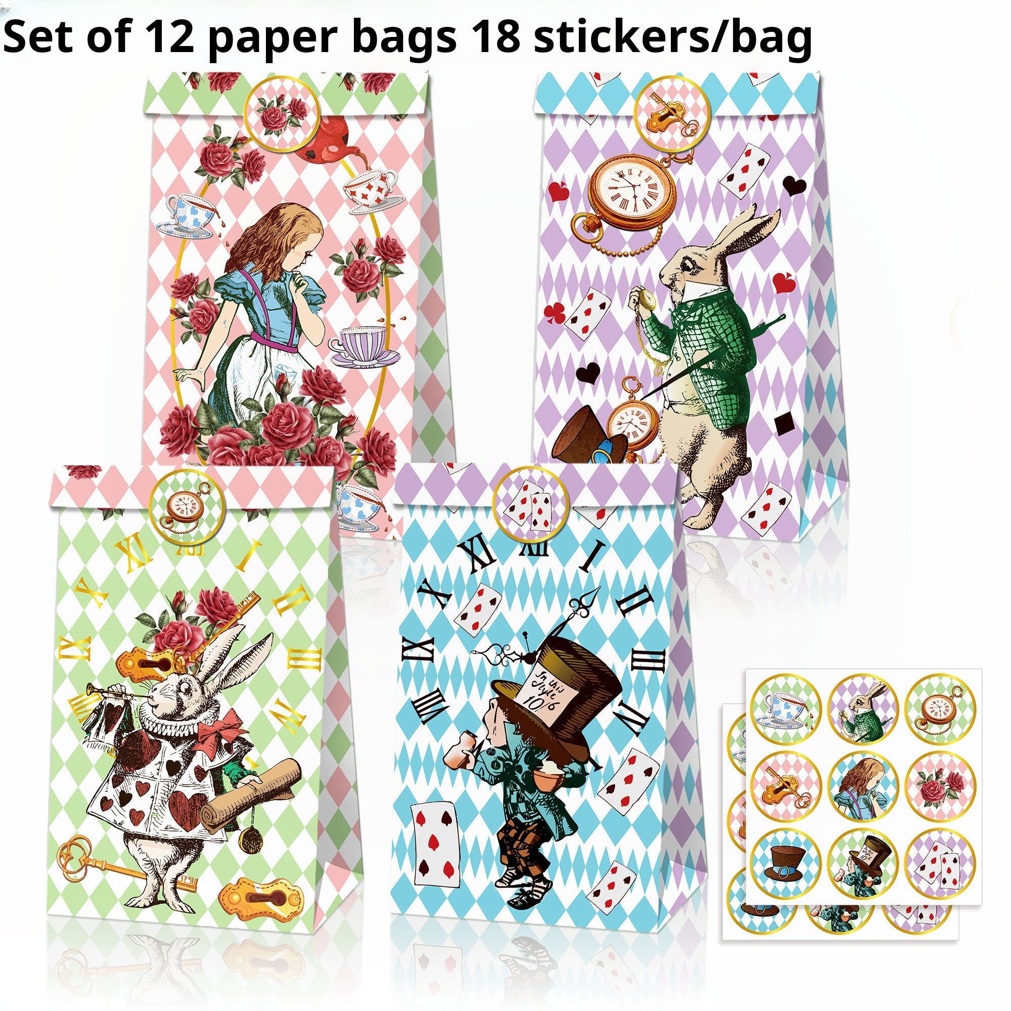 1017 Alice paper gift bag 1 set 12 pcs
