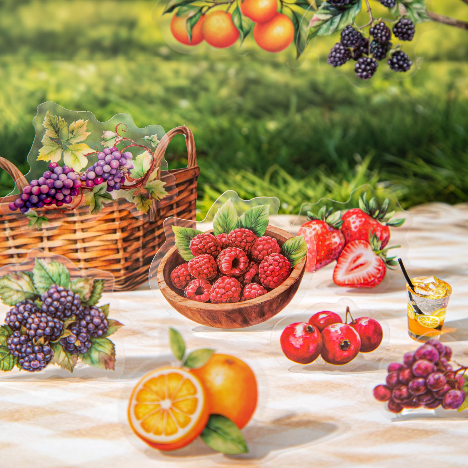 1014 Picking fruits PET & Solid Sticker -15Pcs each pack