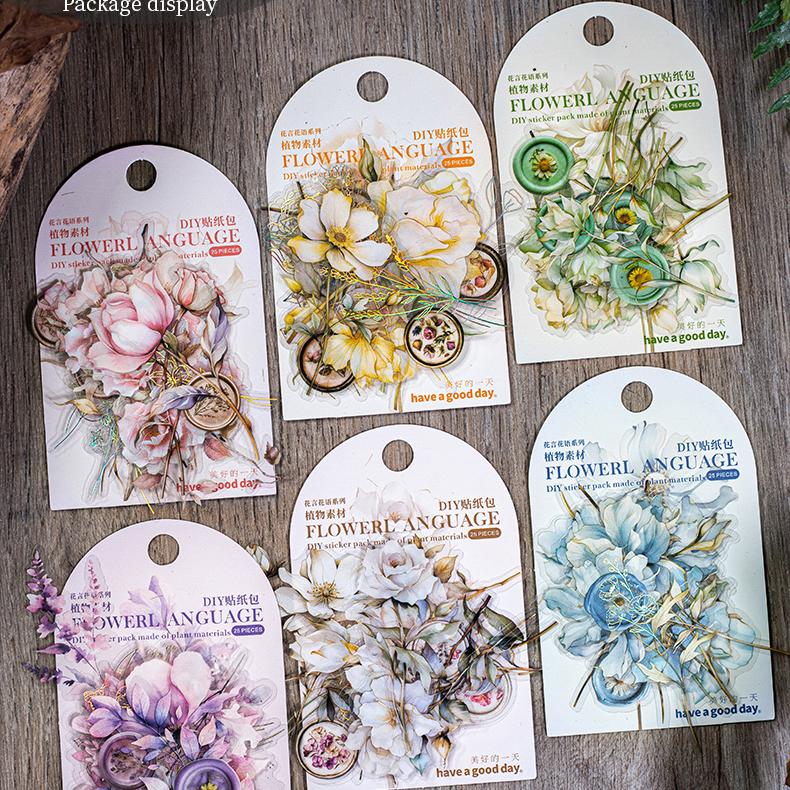 0226 Flower language Series Stickers -30Pcs each pack