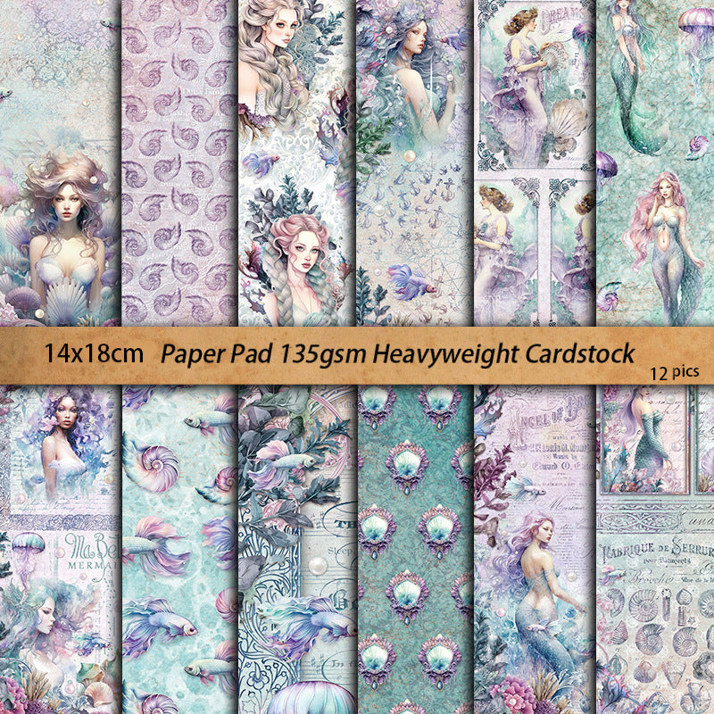 0404 Mermaids background paper -12Pcs each pack