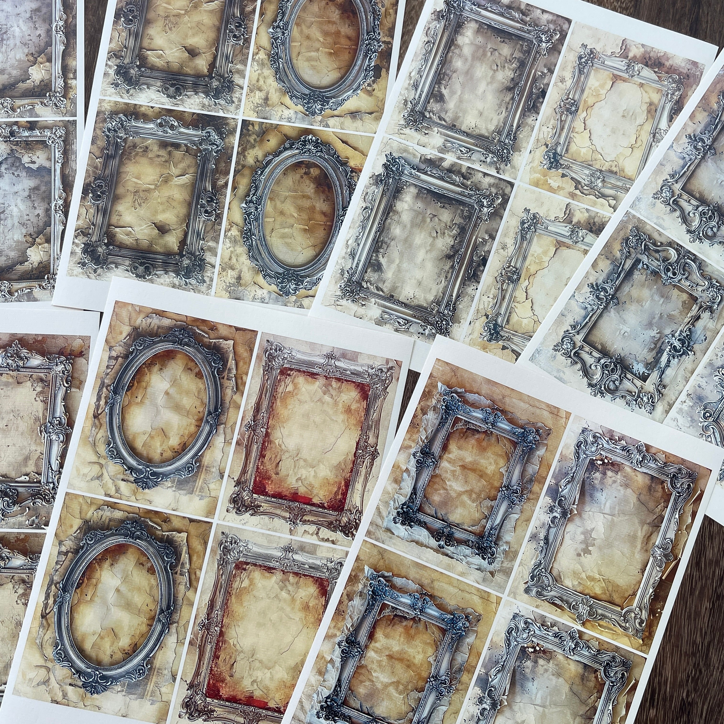 0821 A4 size Vintage photo frame Style Paper 7 pcs