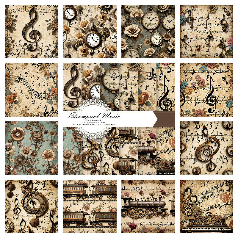 260225 Steampunk Musie background paper -12Pcs each pack