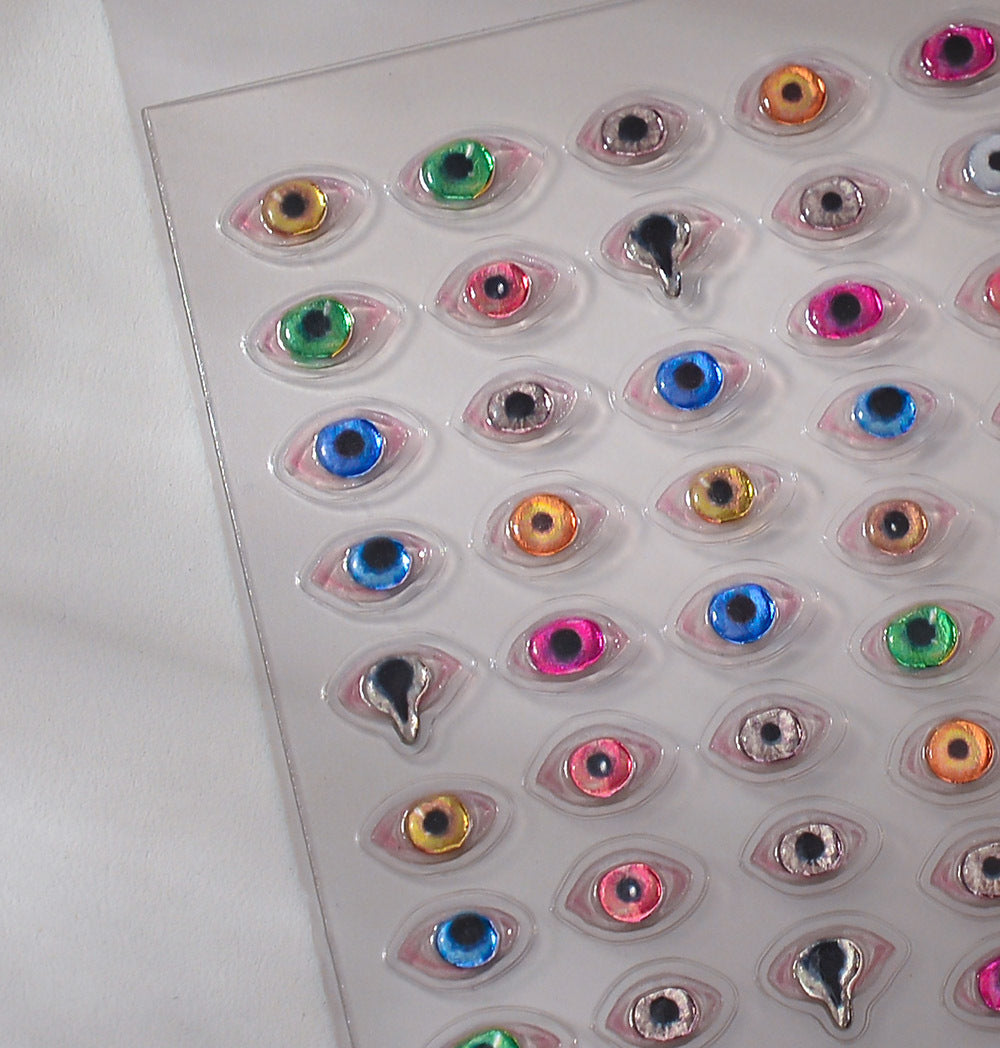 260109 M281- Evil eye Embossed Mini sticker 1 Pcs