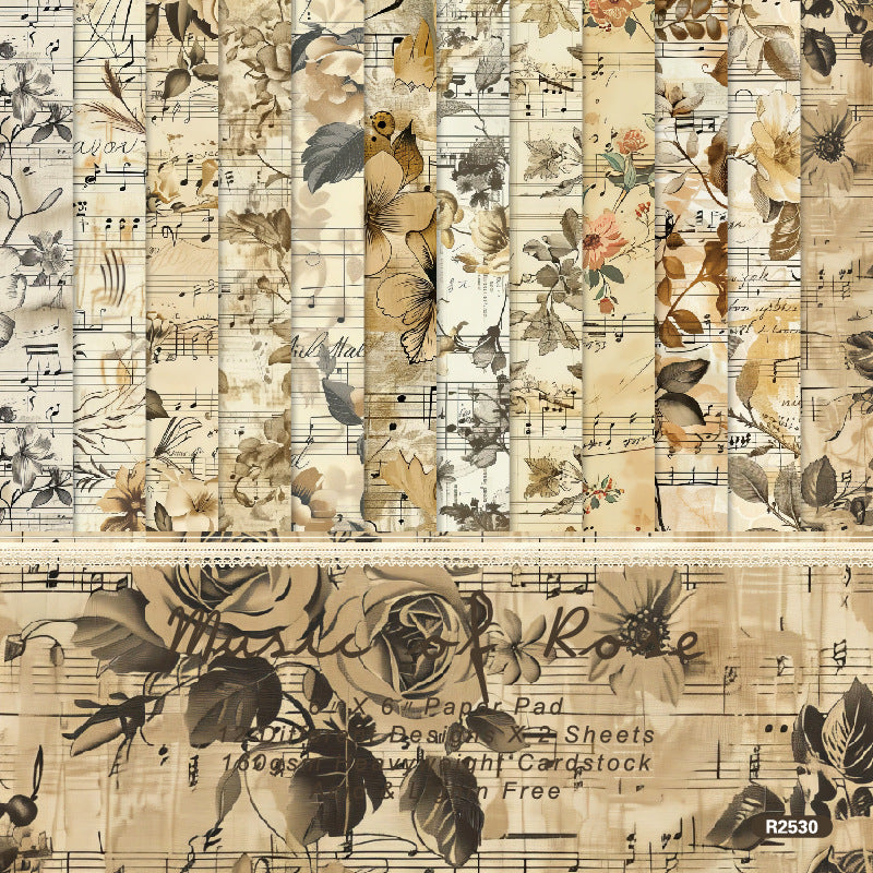 0417 Music of rose background paper R2530 -24Pcs each pack
