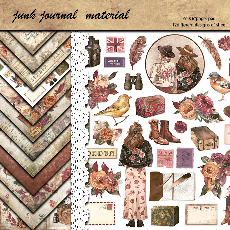 0331 Botanical flower background paper -12Pcs each pack