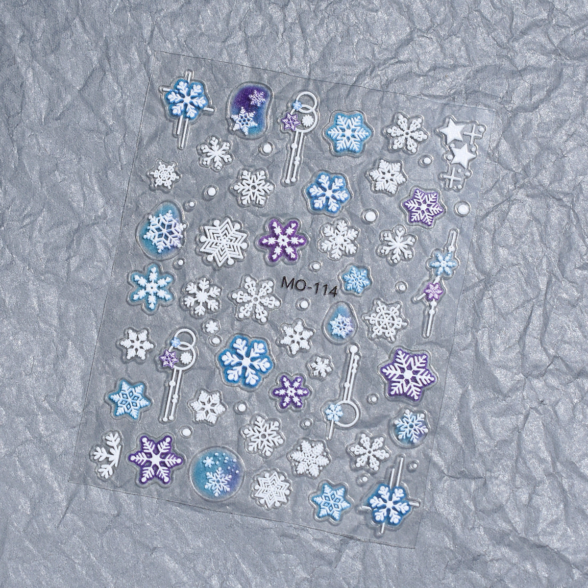 1124 M265- Snowflake Embossed Mini sticker 1 Pcs