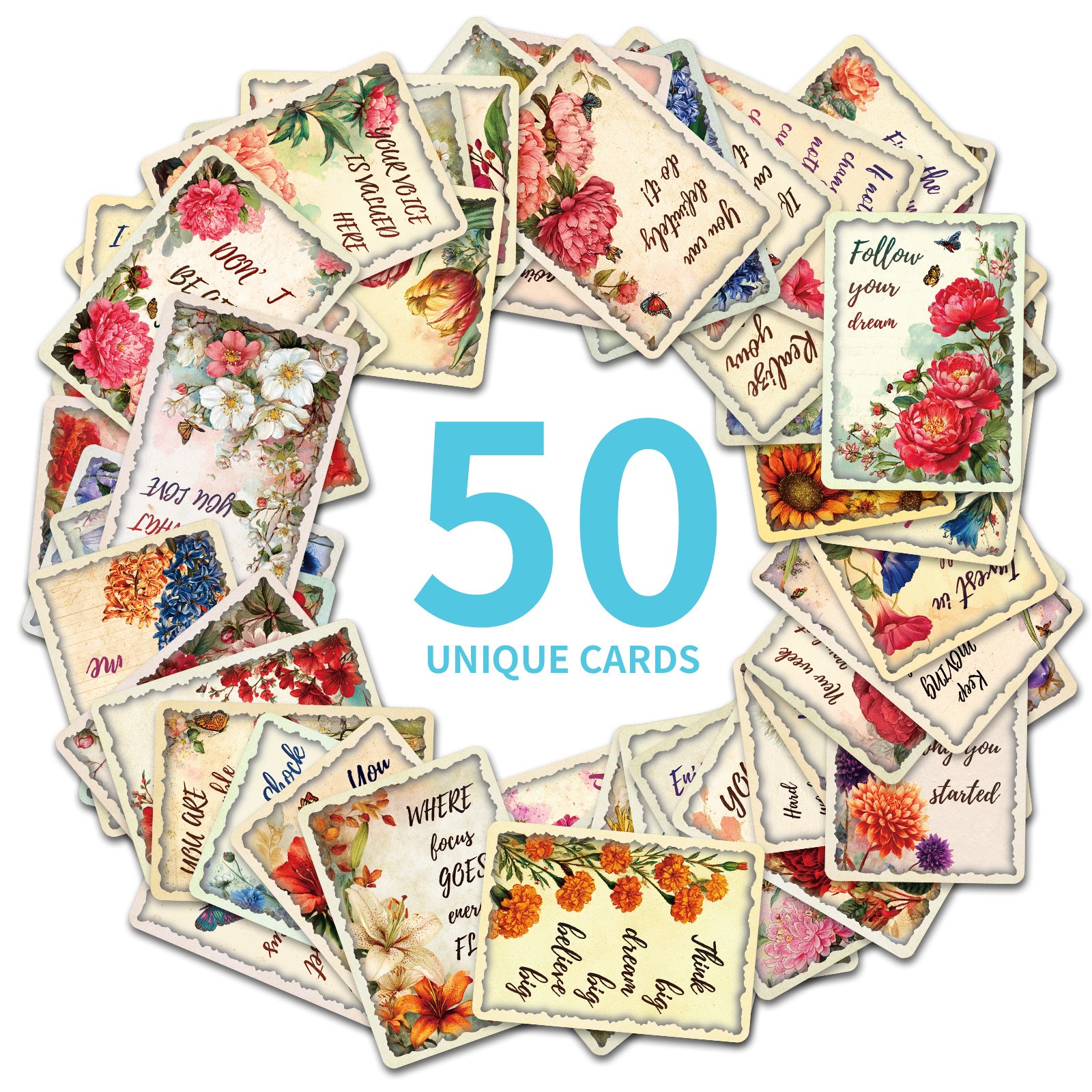 0918 Vintage flowers card Cards ATC card 50pcs 2.5*3.5 inch