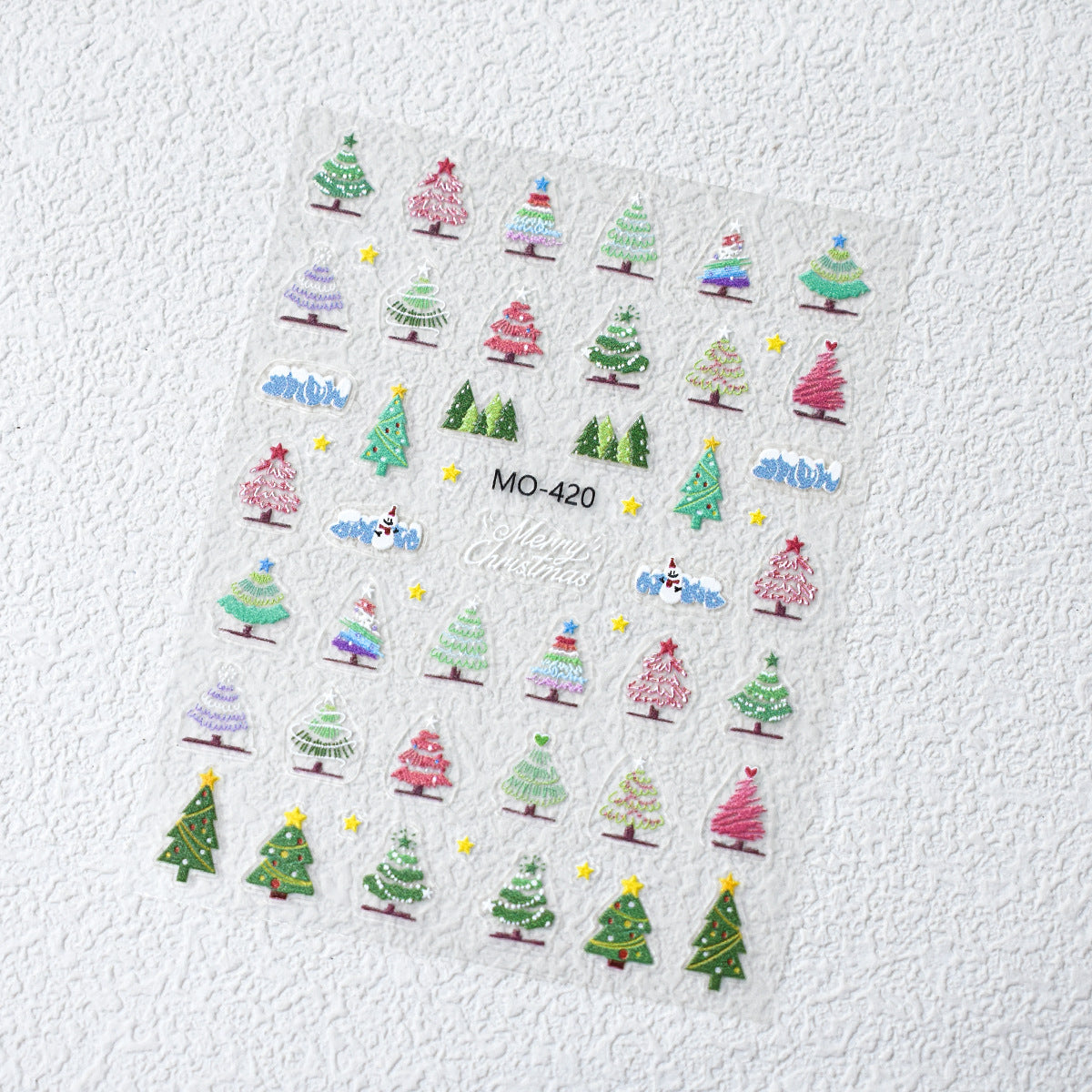 0817 M189- Christmas tree Embossed Mini sticker 1 Pcs