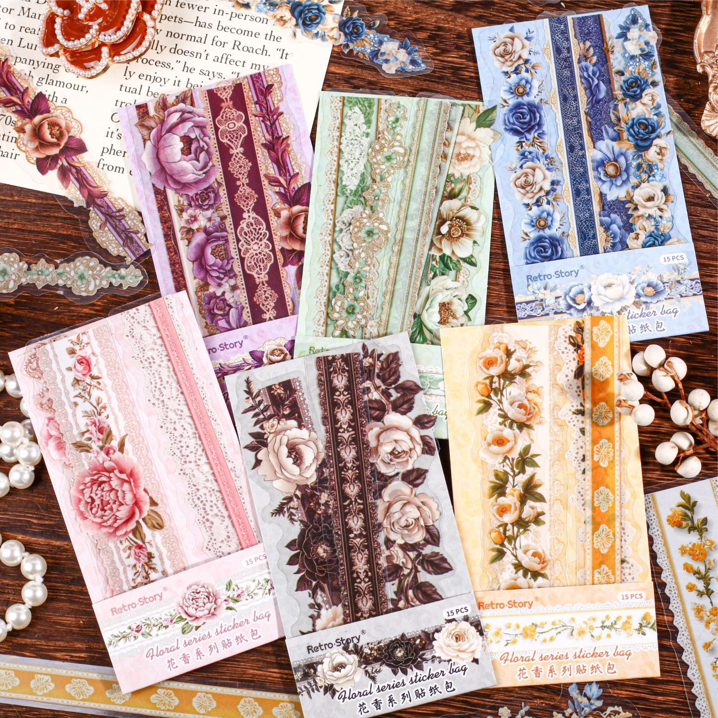 0306 Floral Series Sticker -15Pcs each pack