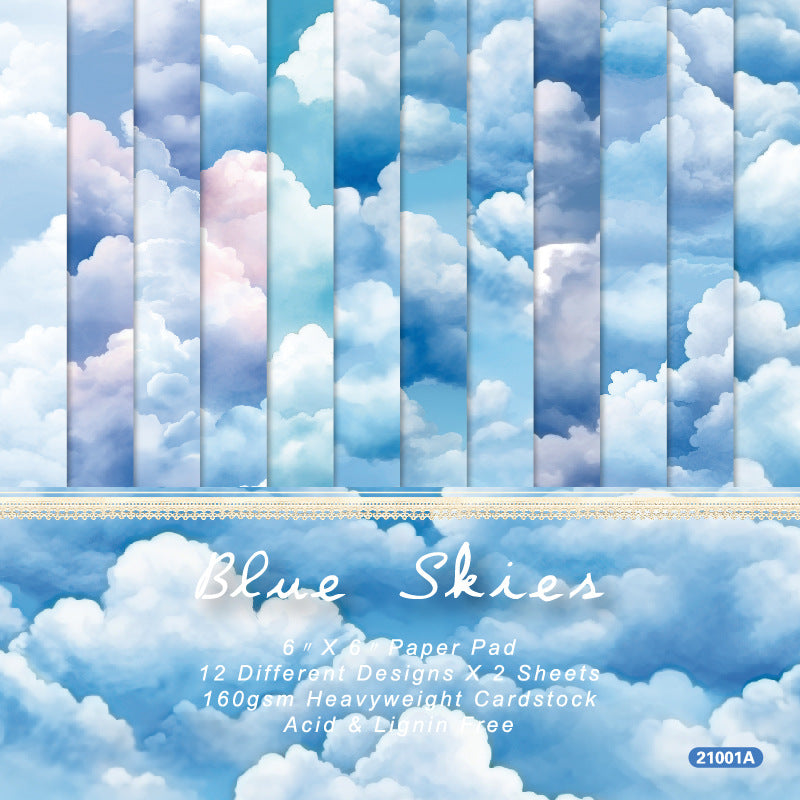 0709 Blue skies Background Paper 2100A -24Pcs each pack