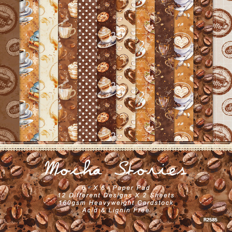 0929 Mocha stories background paper R2585 -24Pcs each pack