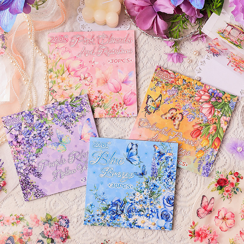 0319 Garden style PET pre-cut clear sticker book -30Pcs each pack