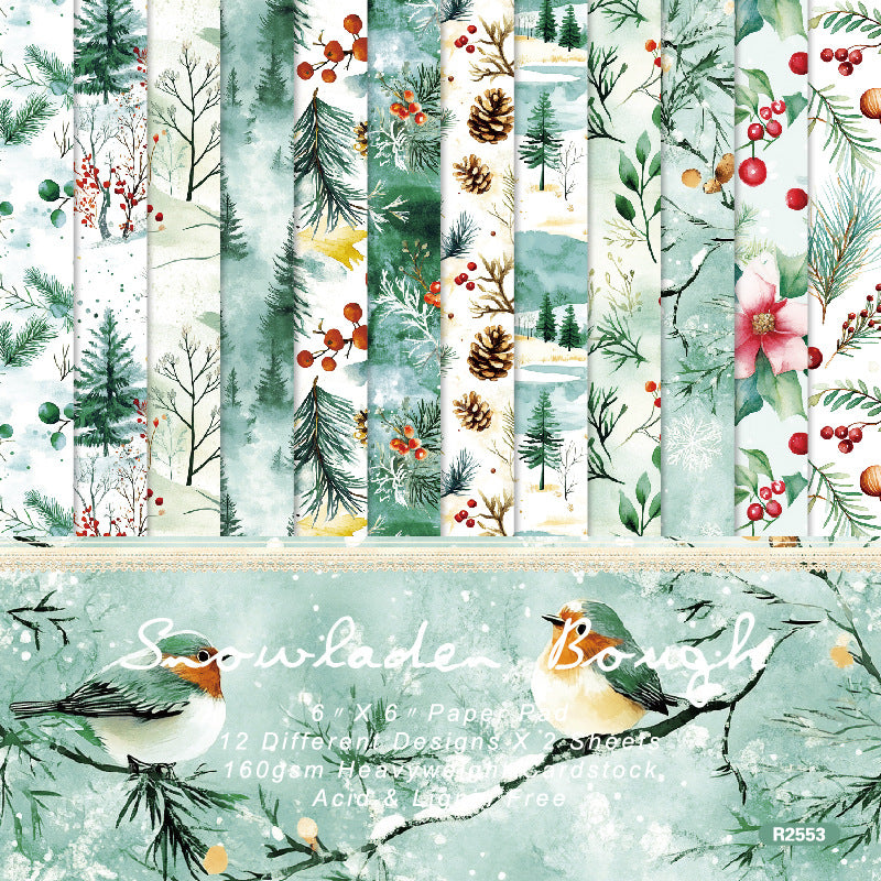 1004 Snowladrn bough background paper R2553 -24Pcs each pack