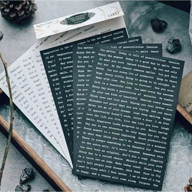 Vintage Typewriter Font Quote Stickers -8Pcs each pack