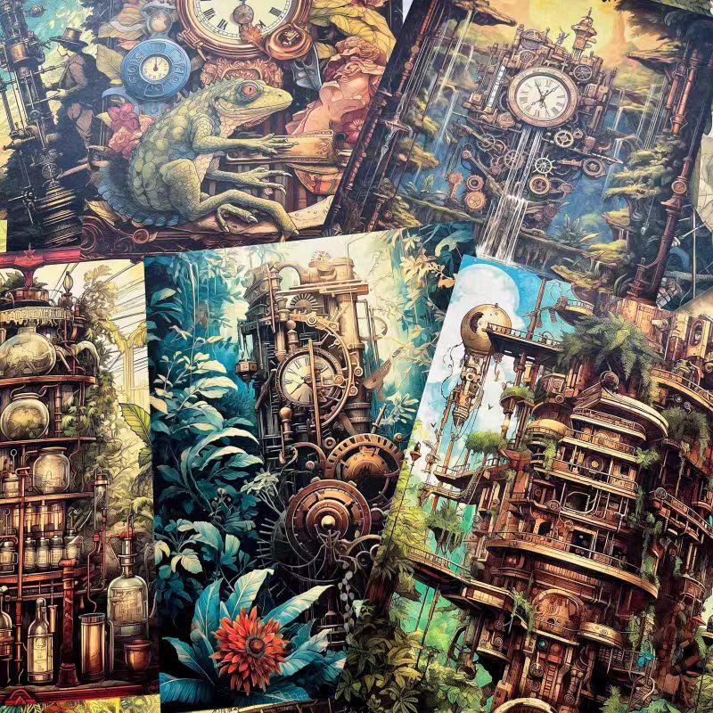 0421 A4 size steampunk Style Paper 7 pcs