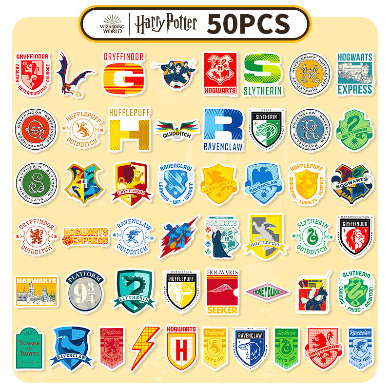 1230 50 Magic Academy Badge Stickers solid with white border