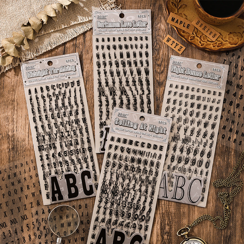 0422 Classic Letters  Series Sticker -6Pcs each pack