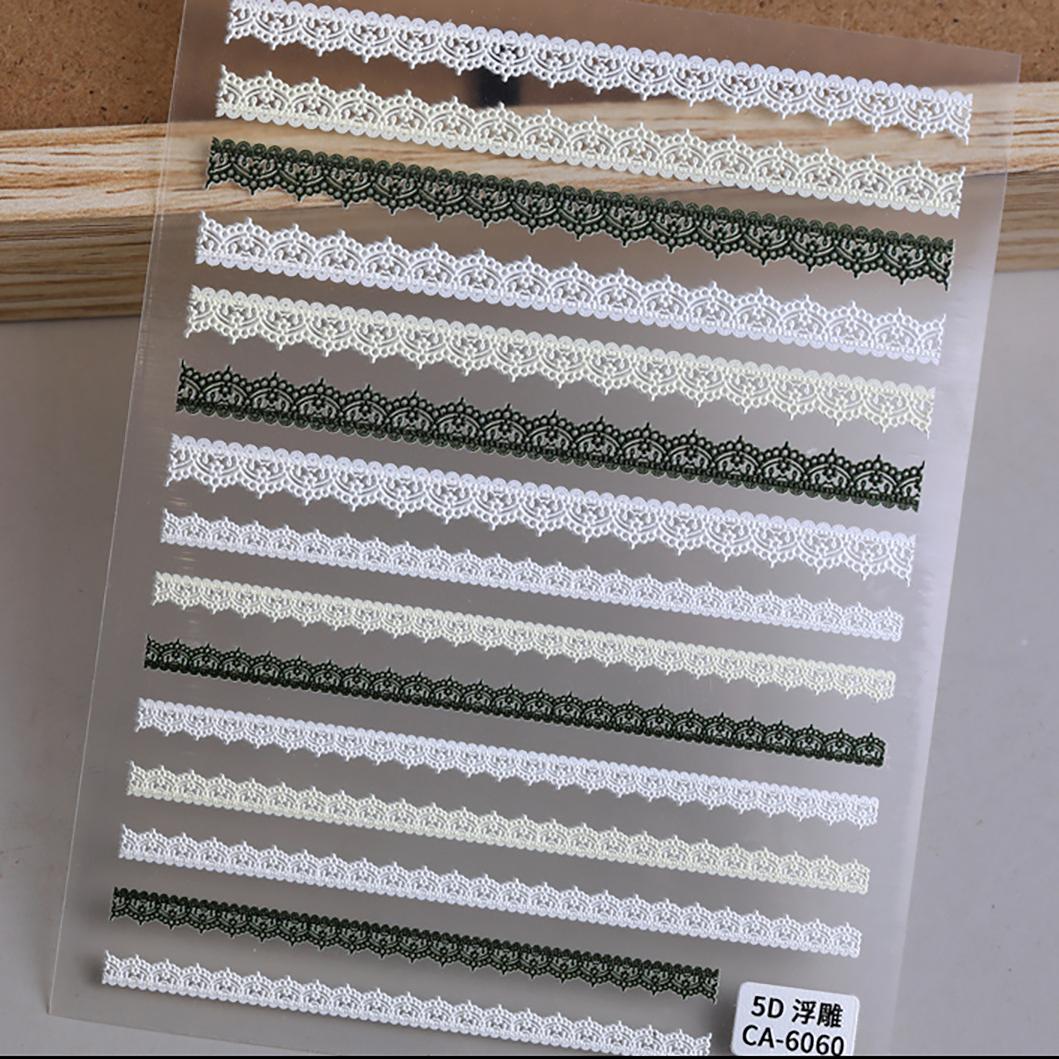 M-61- Lace Stripe Embossed Mini sticker 1 Pcs