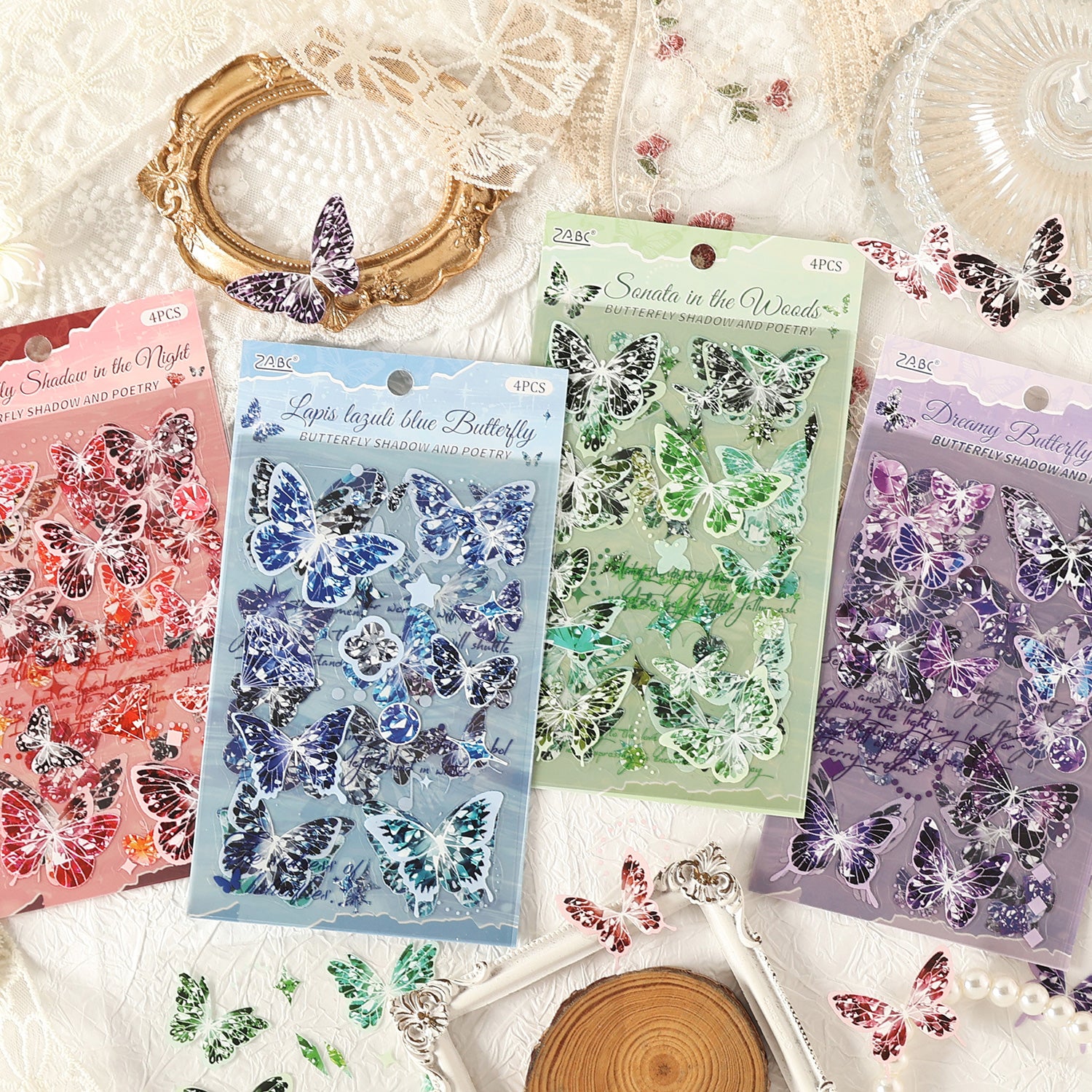 0801 Butterfly PET Sticker -4Pcs each pack