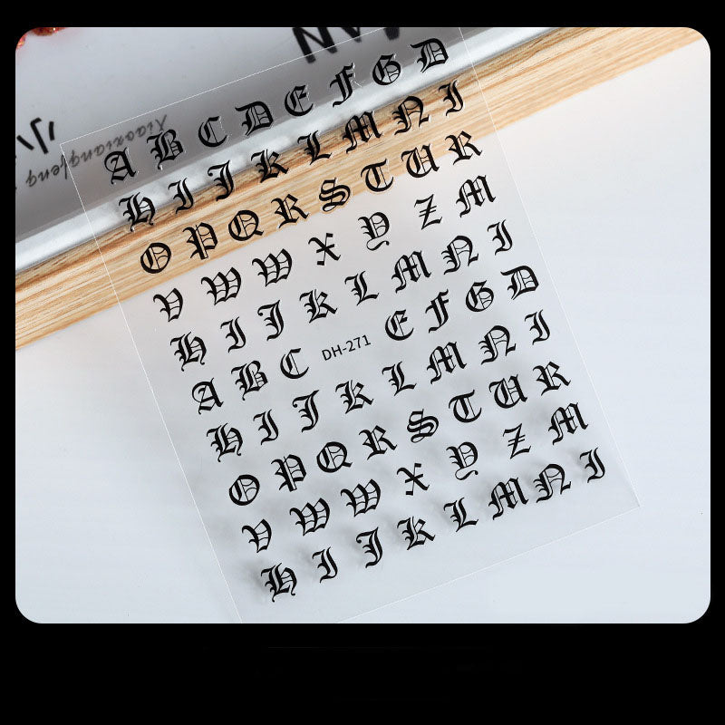 M-43- Black vintage alphabet Embossed Mini sticker 1 Pcs