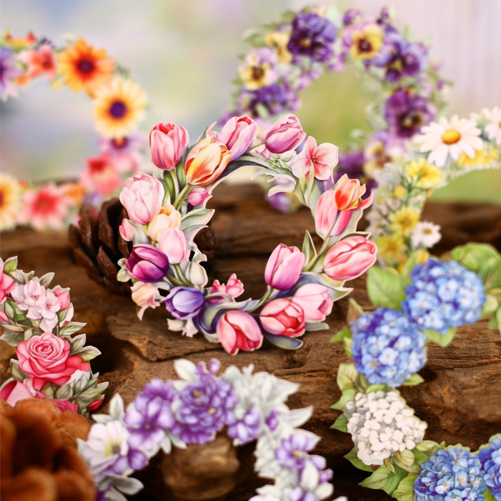 0813 Wreath cardstock Sticker -8Pcs each pack