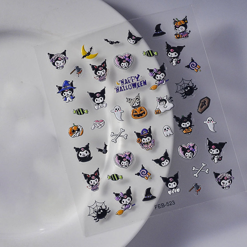 0922 M227- Kuromi halloween Embossed Mini sticker 1 Pcs