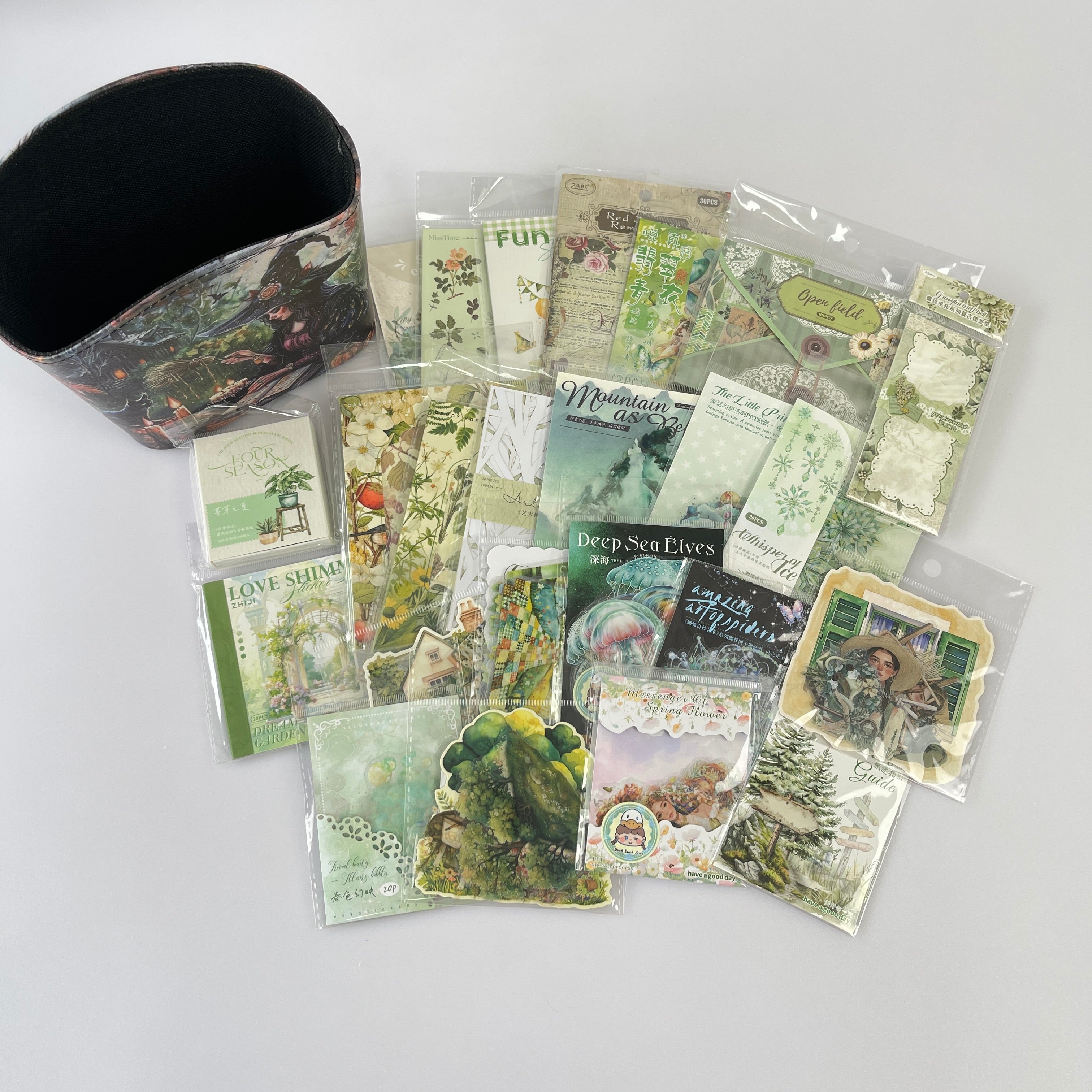 0730 B57 Green journaling supplies mixed bundle
