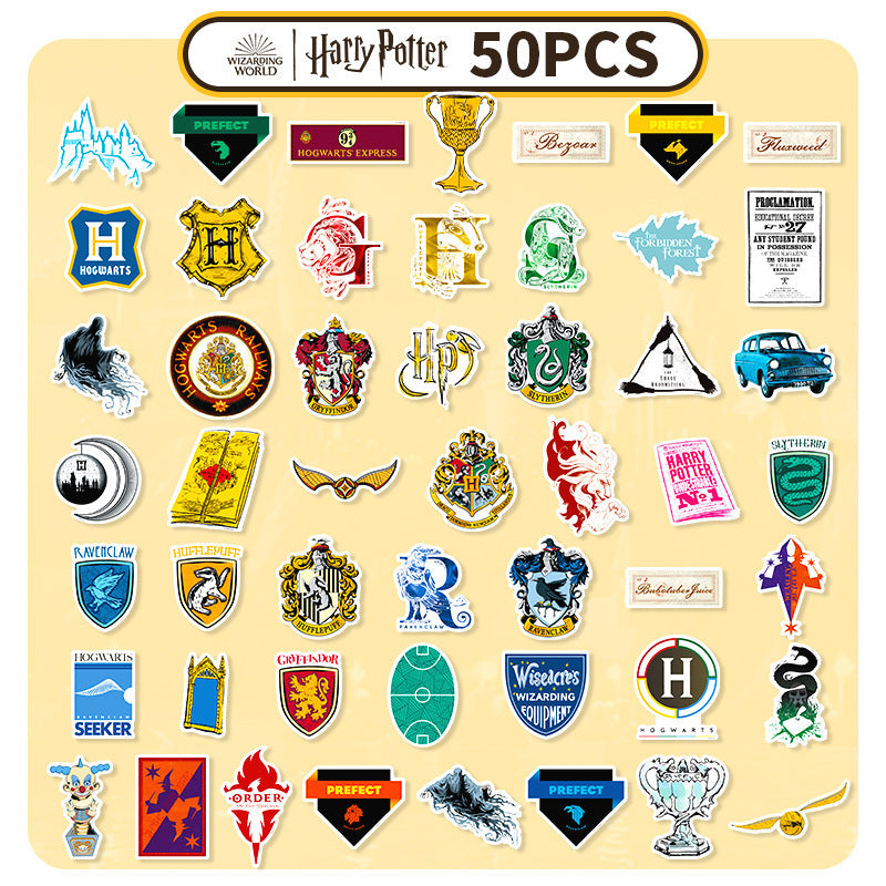 1230 50 Hogwarts Academic Badge Stickers solid with white border