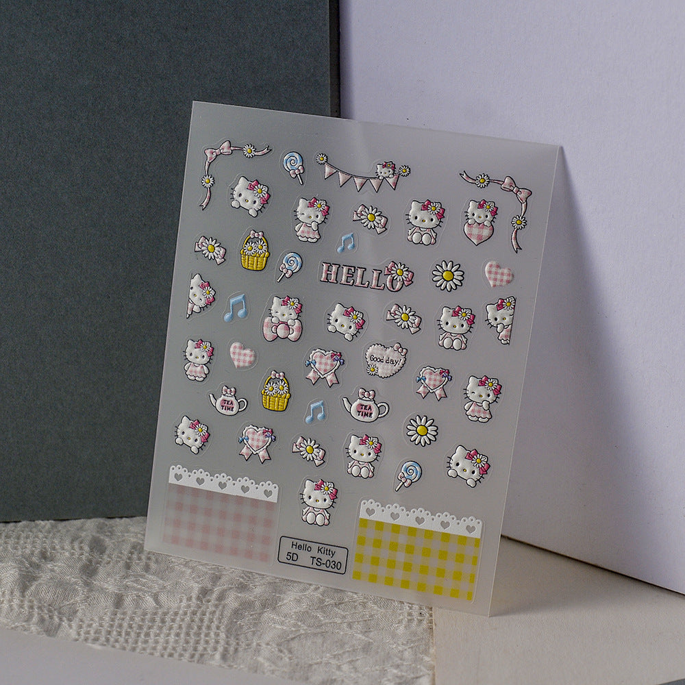 0807 M177- Hello Kitty Embossed Mini sticker 1 Pcs