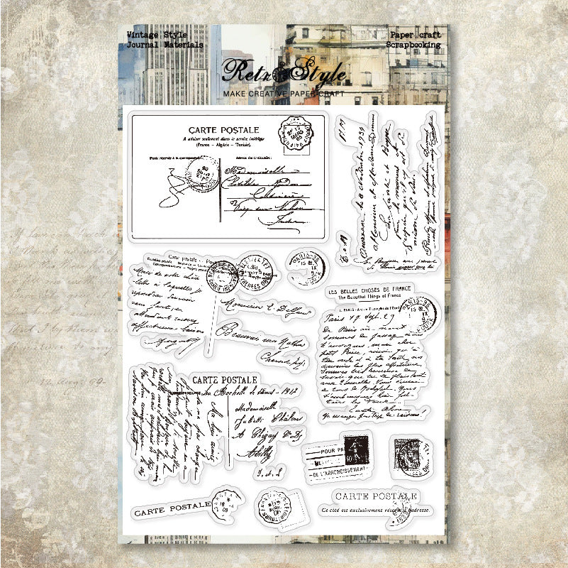 Vintage Postal Manuscripts background Stamp (15 x 20 cm)